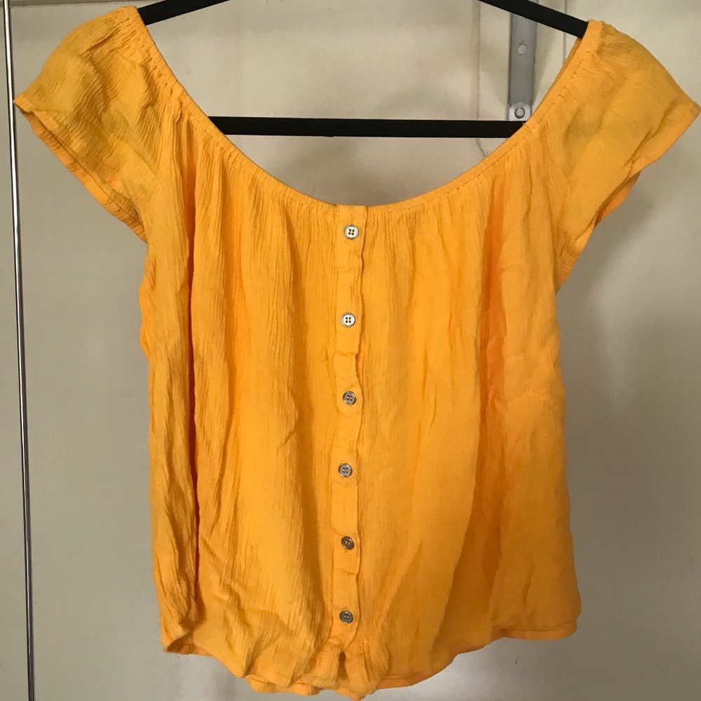 Yellow cropped blouse
